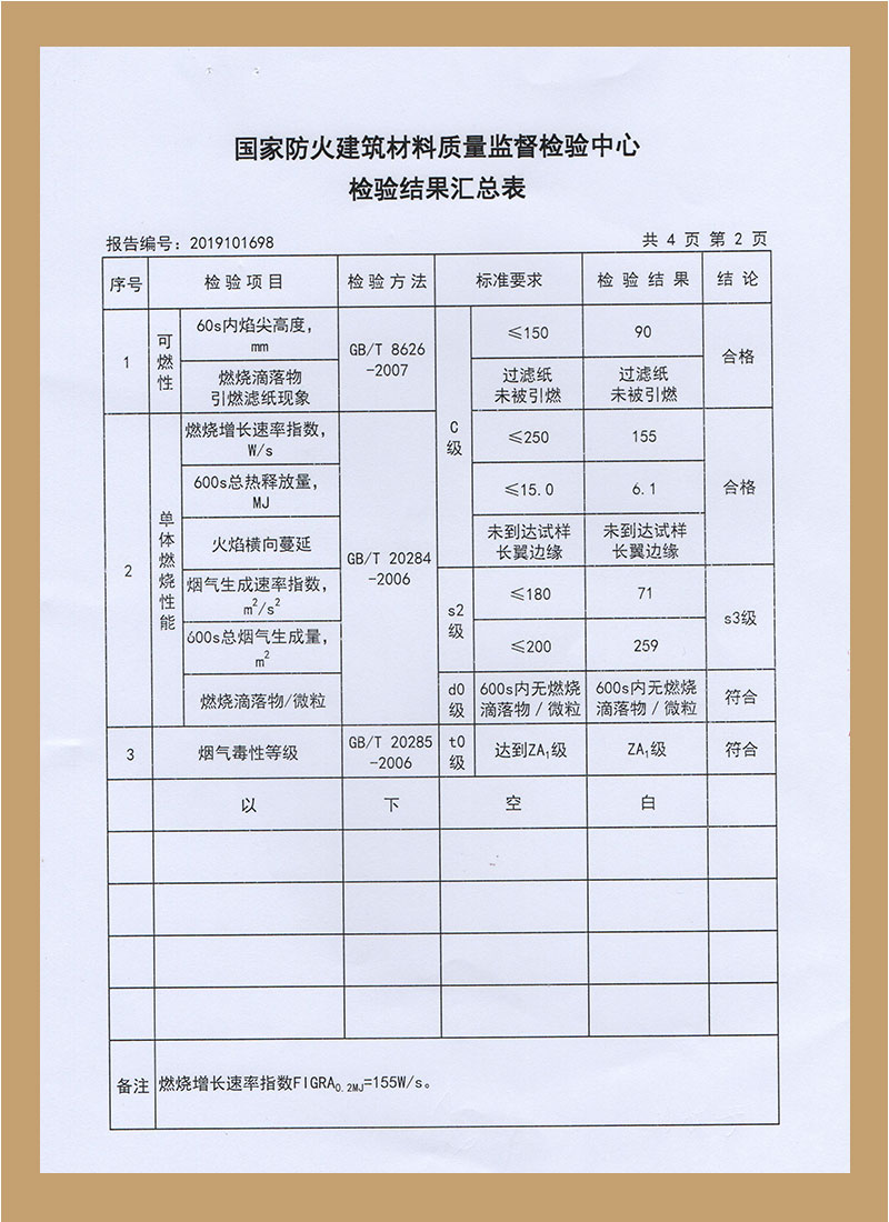 國(guó)家防火建筑材料質(zhì)量監(jiān)督檢測(cè)報(bào)告